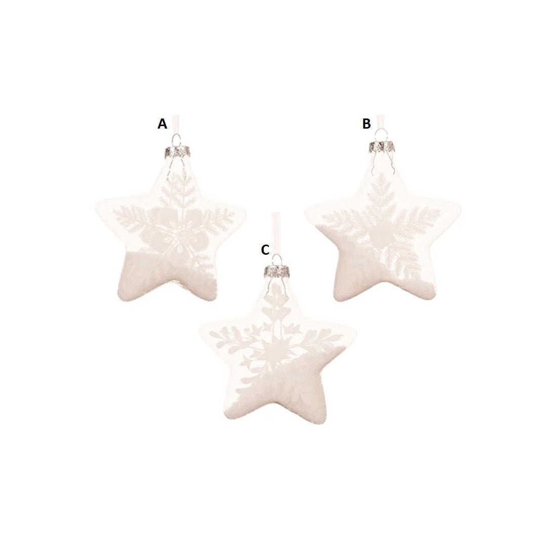 Glass White Snow Star Ornament