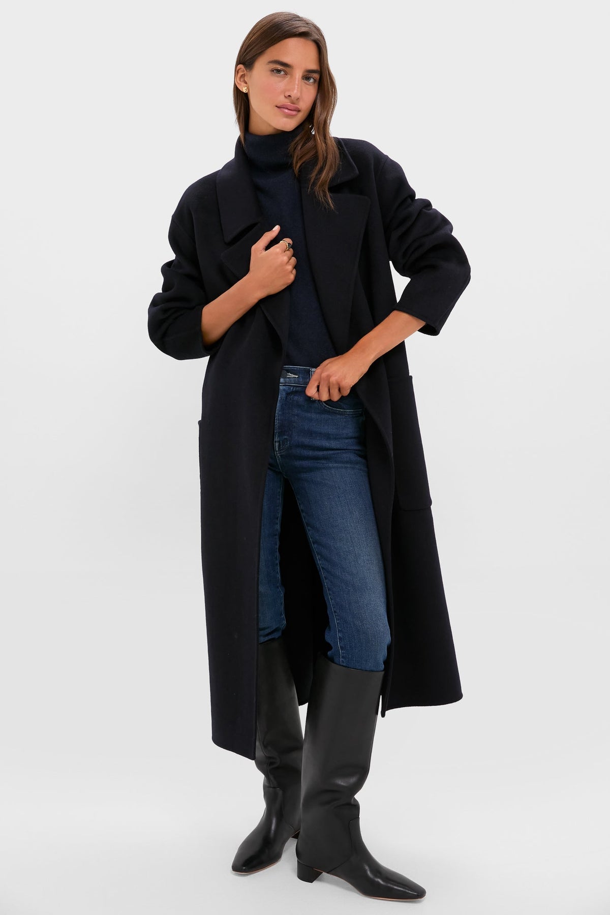Navy Wool Trinity Coat
