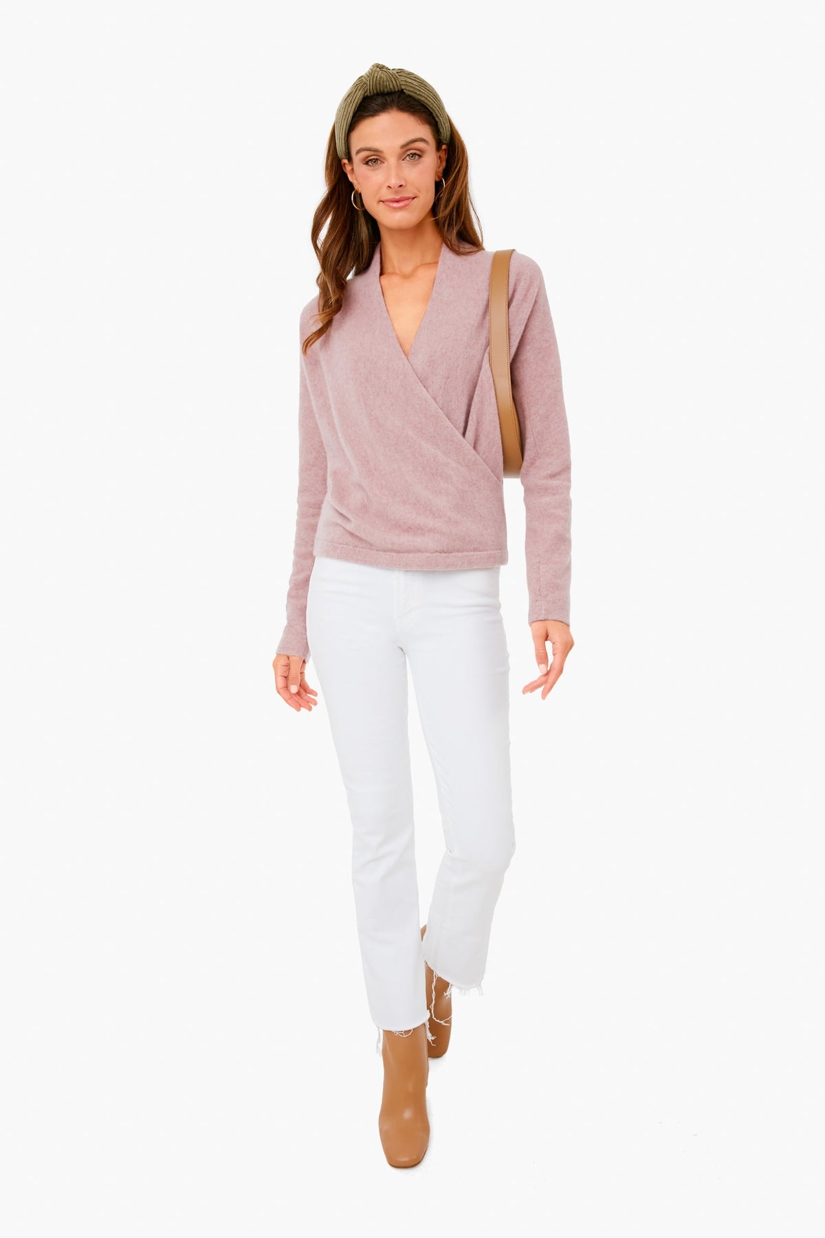 Pink Shell Wrap Front Pullover