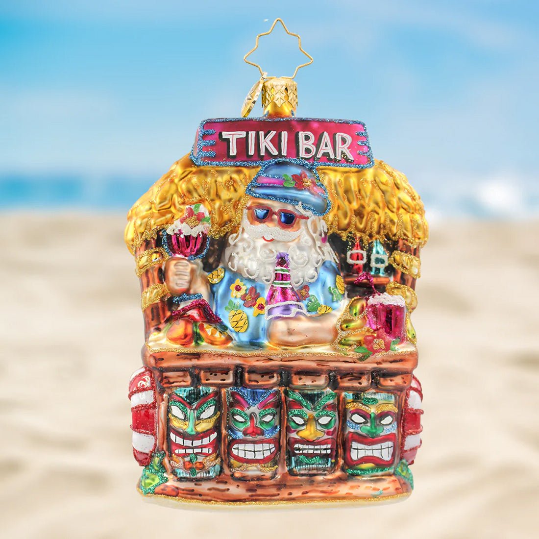 2026 Tiki Bar Santa Ornament