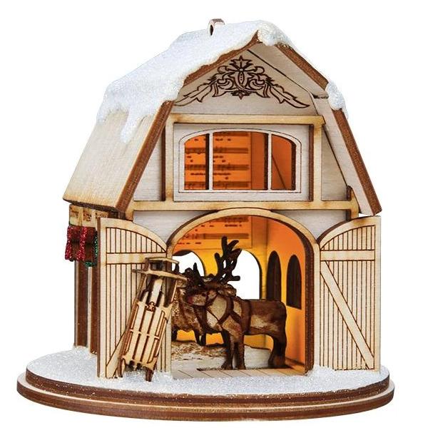 Reindeer Barn Ornament