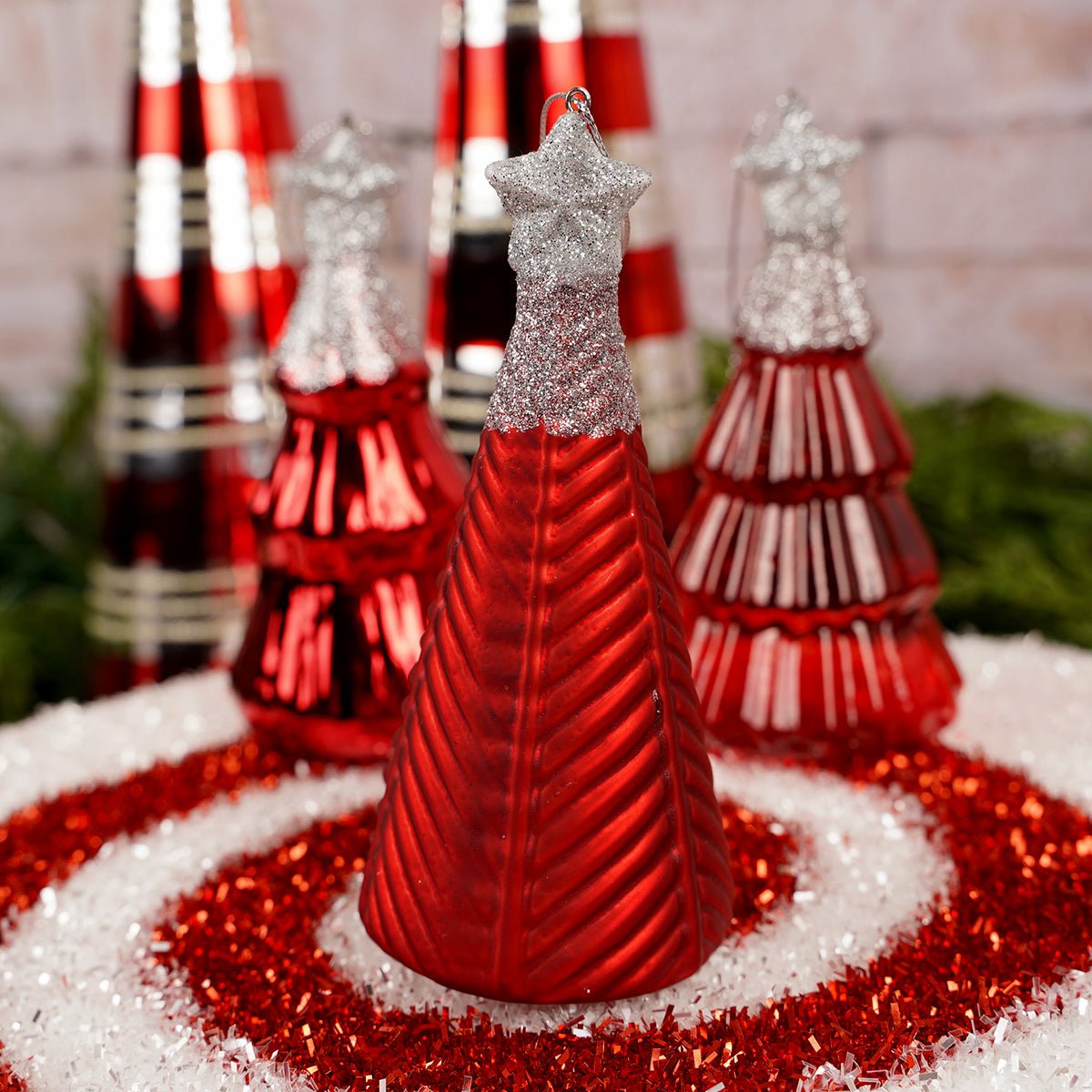 Glass Red Tree Ornament