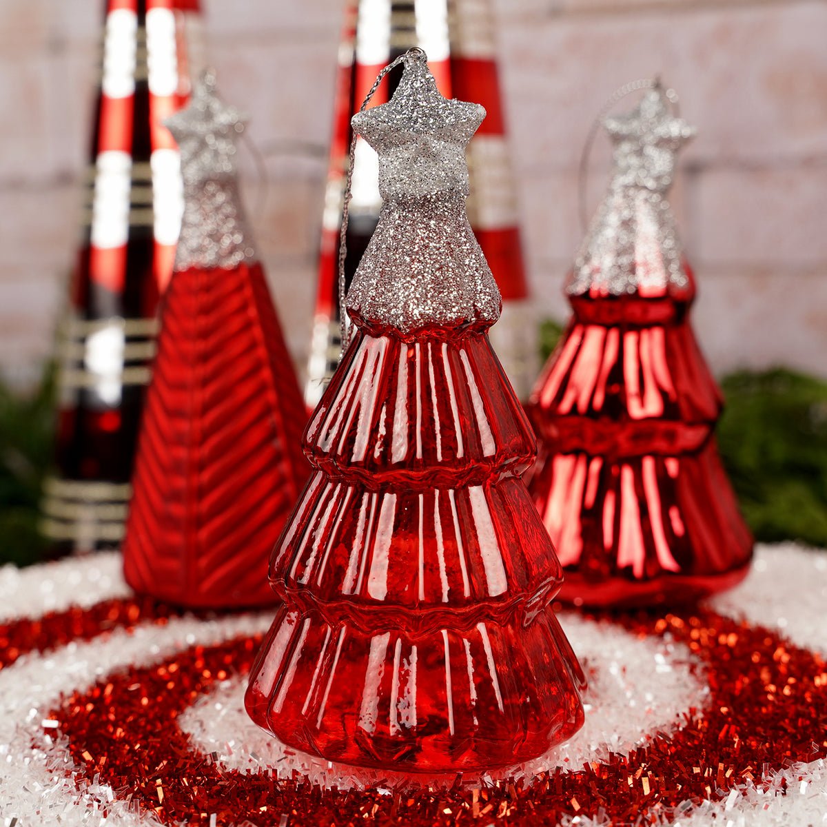 Glass Red Tree Ornament