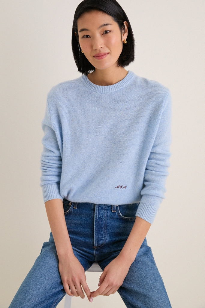 Ice Blue Cashmere Bodie Boyfriend Crewneck