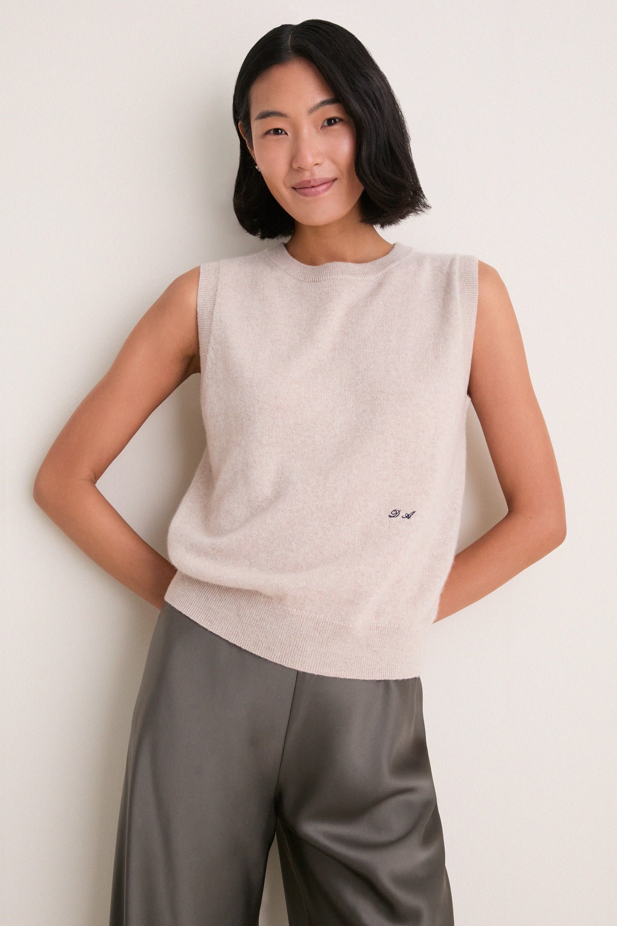 Sandstone Cashmere Sleeveless Ava Shell
