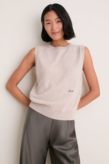 Sandstone Cashmere Sleeveless Ava Shell