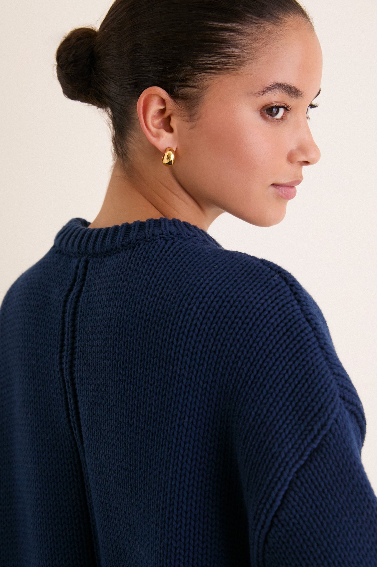 Navy Cotton Cliff Crewneck Sweater