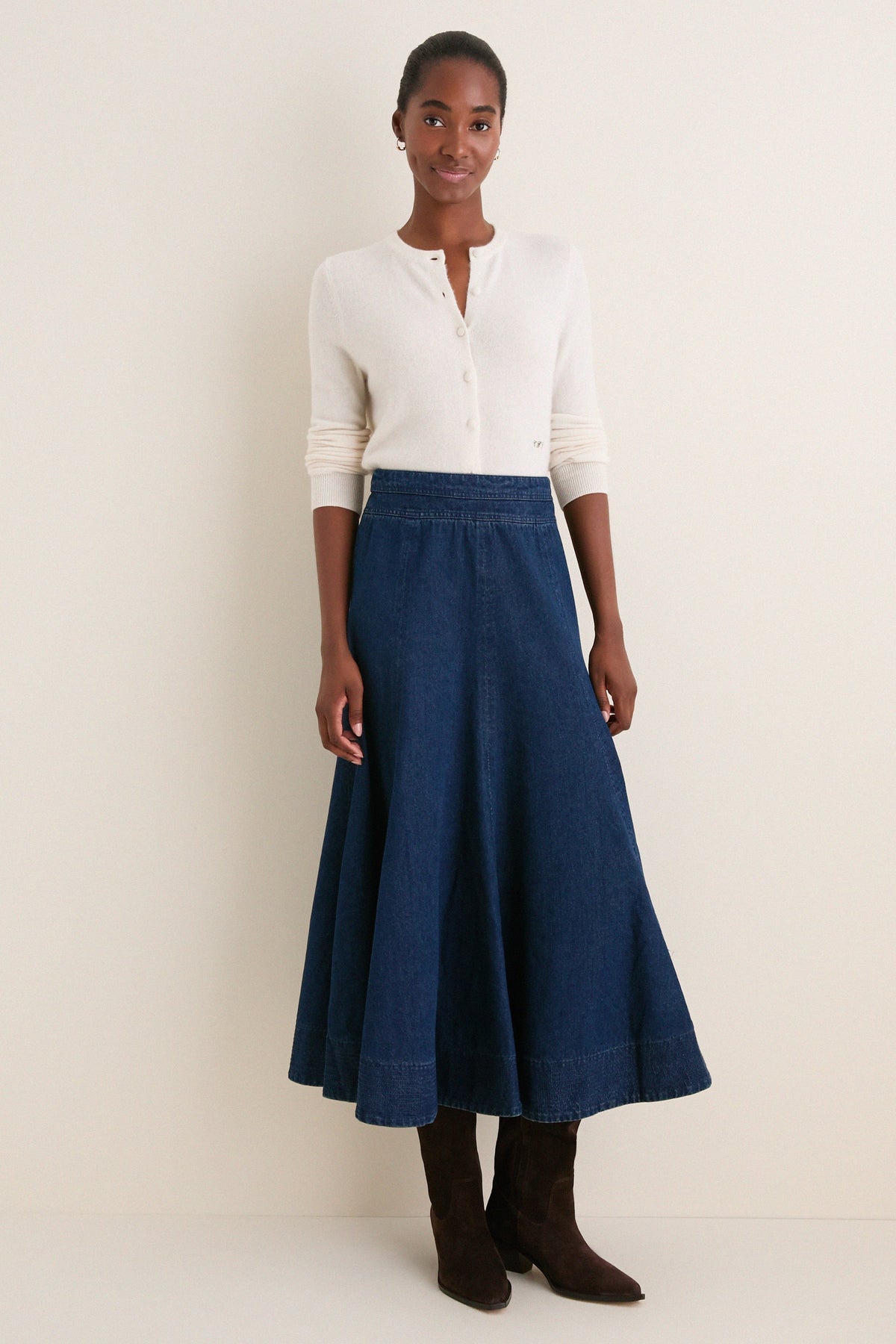 Ivory Cashmere Riley Cardigan