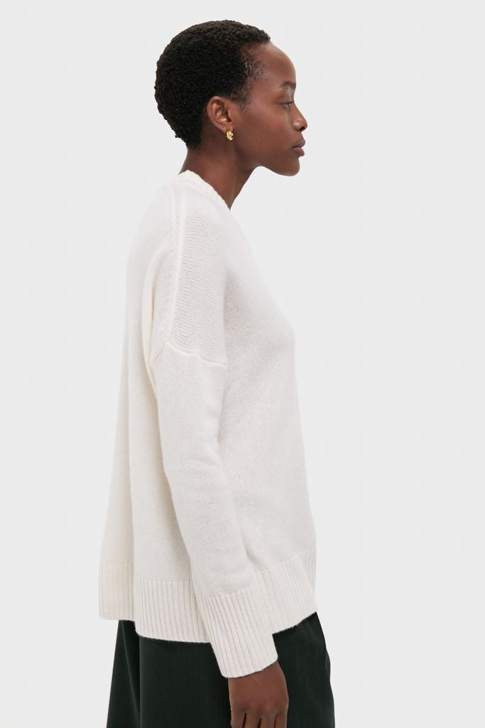 Ivory Cashmere Cassie V-Neck Sweater