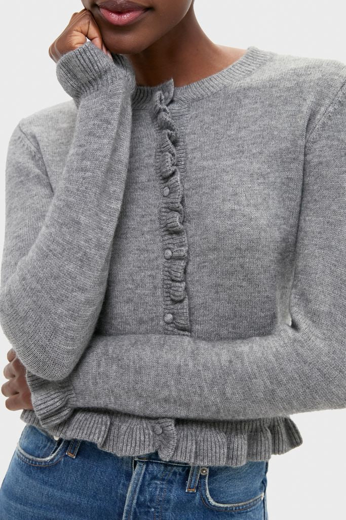 Grey Knit Patterson Ruffle Sweater