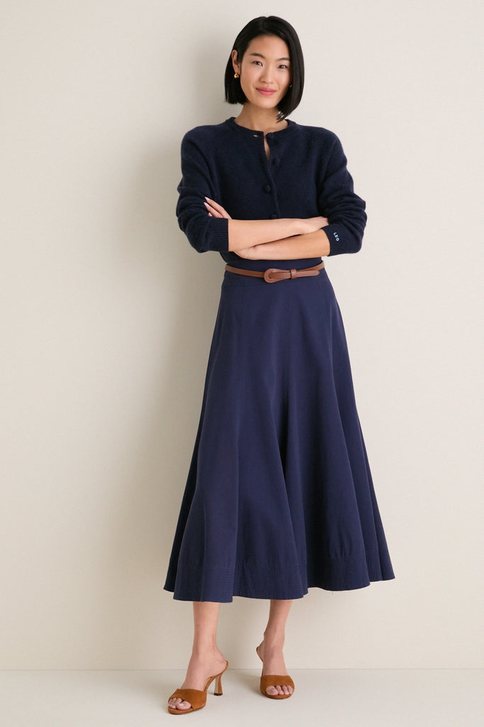 Navy Cashmere Knot Button Phoebe Cardigan