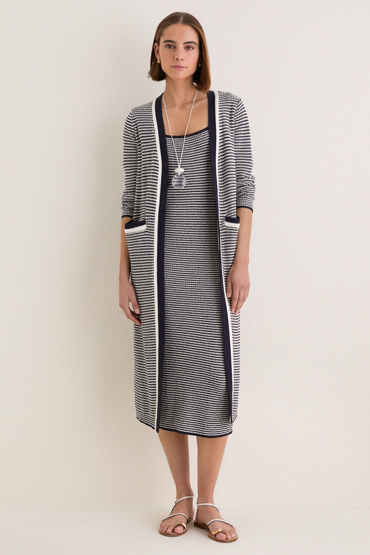 Navy Stripe Olsen Duster Cardigan