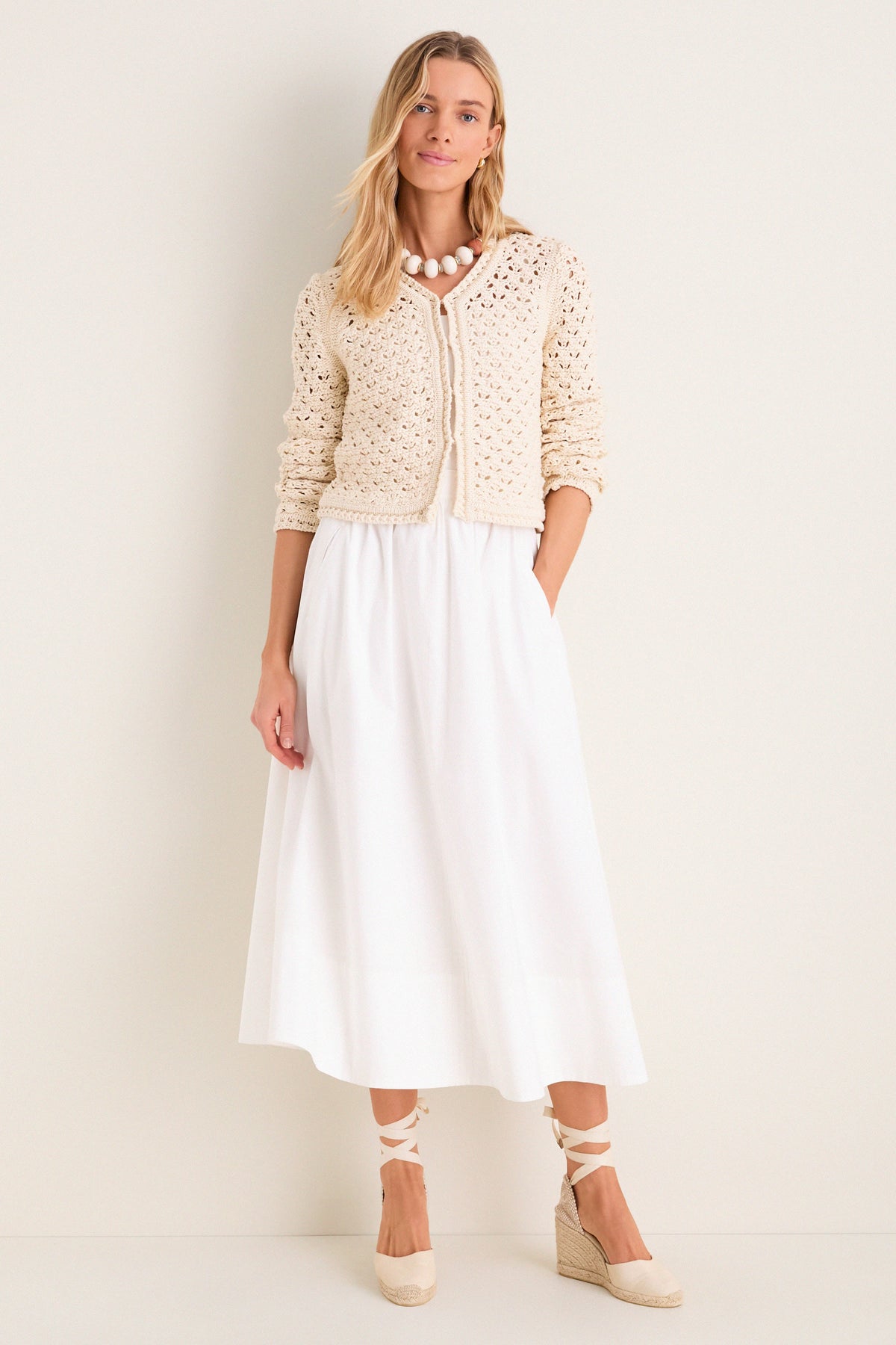 Ivory Crochet Daisy Cardigan