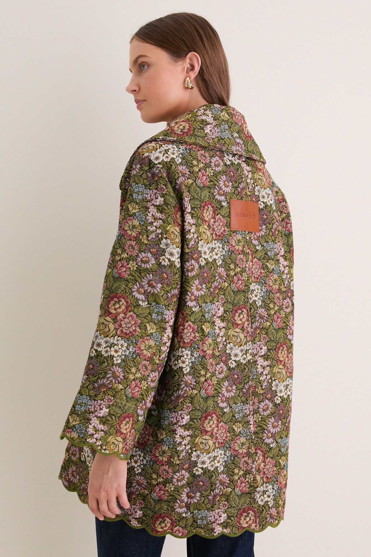 Green Flower Jacquard Trenchcoat