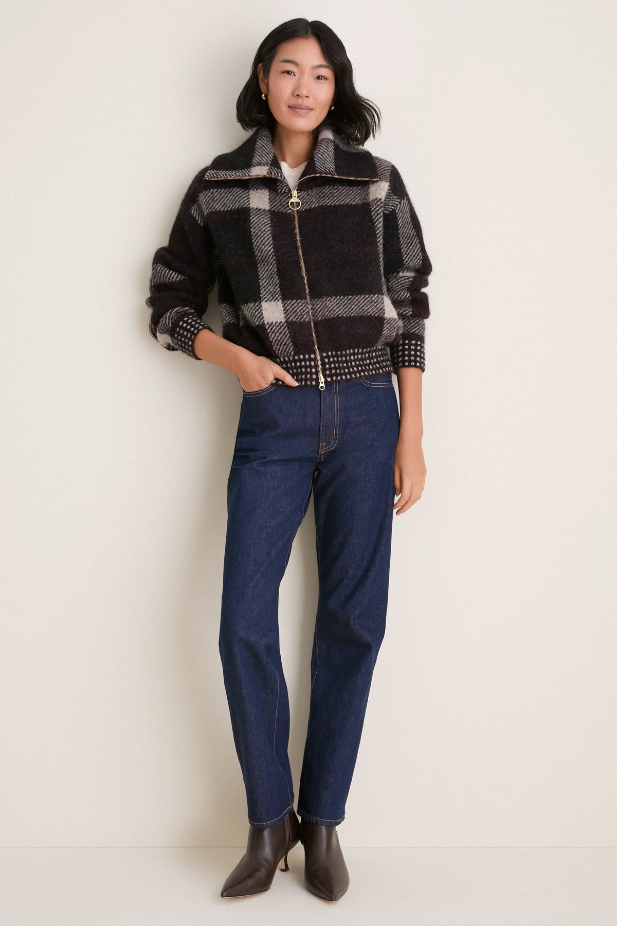 Multi Carville Knitted Zip Through Jacket
