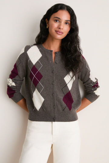 Argyle Cashmere Riley Cardigan
