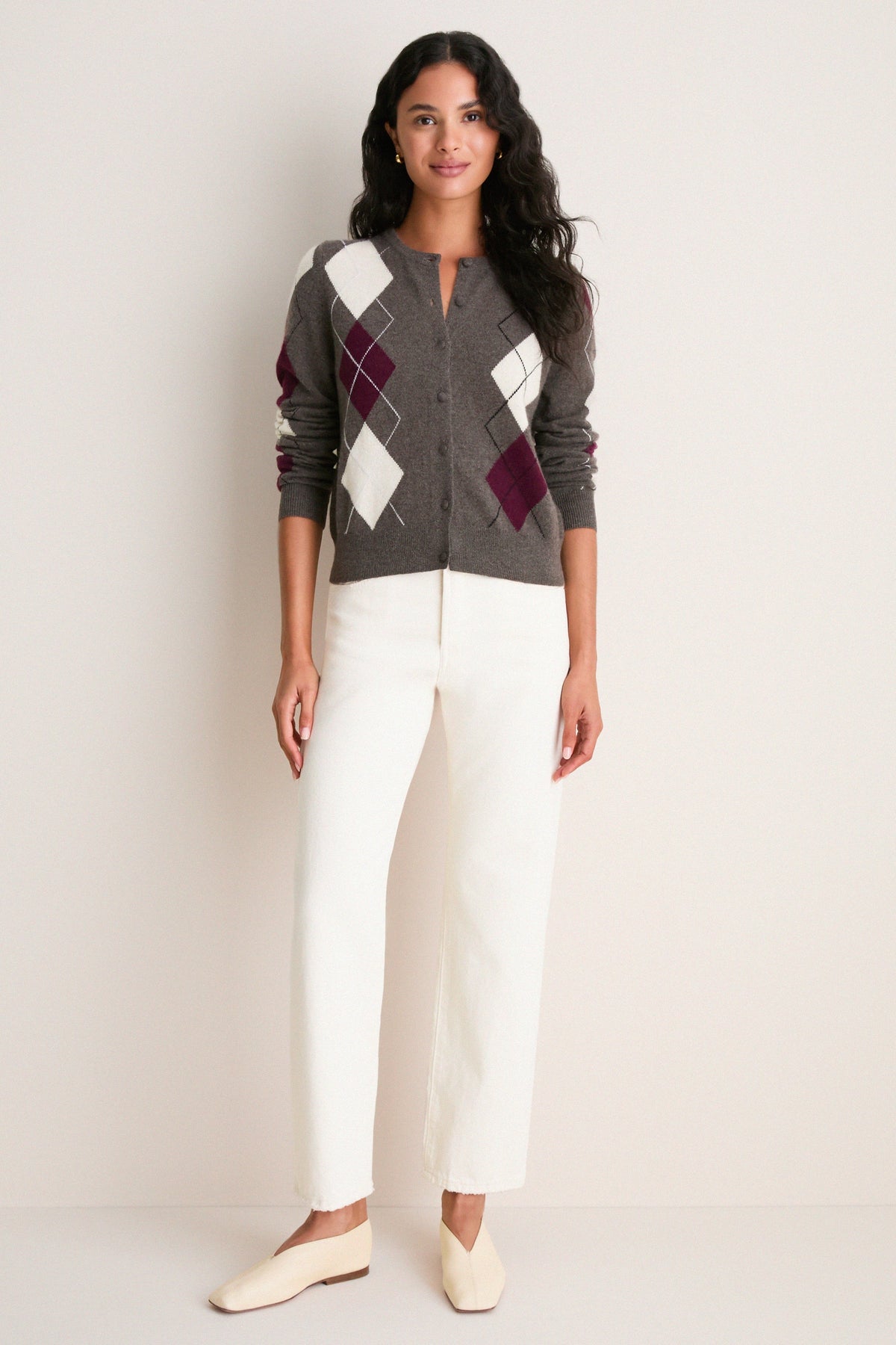 Argyle Cashmere Riley Cardigan