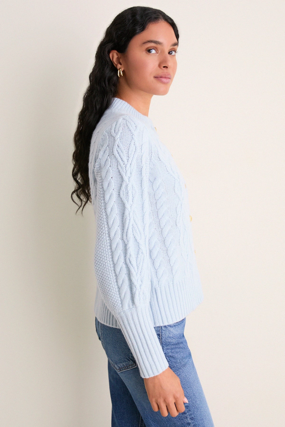 Light Blue Cashmere Colette Cardigan