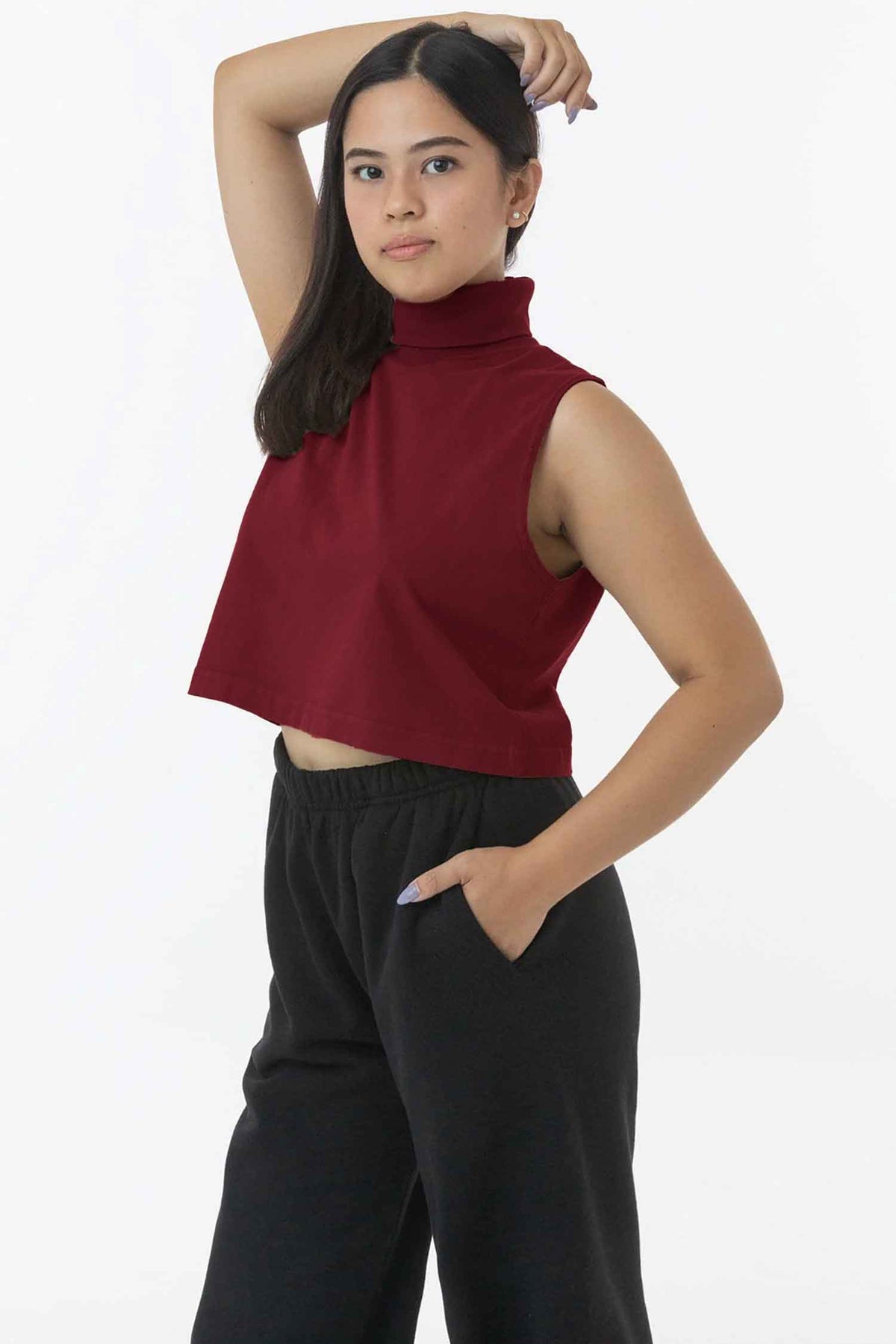 18323GD - Garment Dye Sleeveless Turtleneck Crop Top