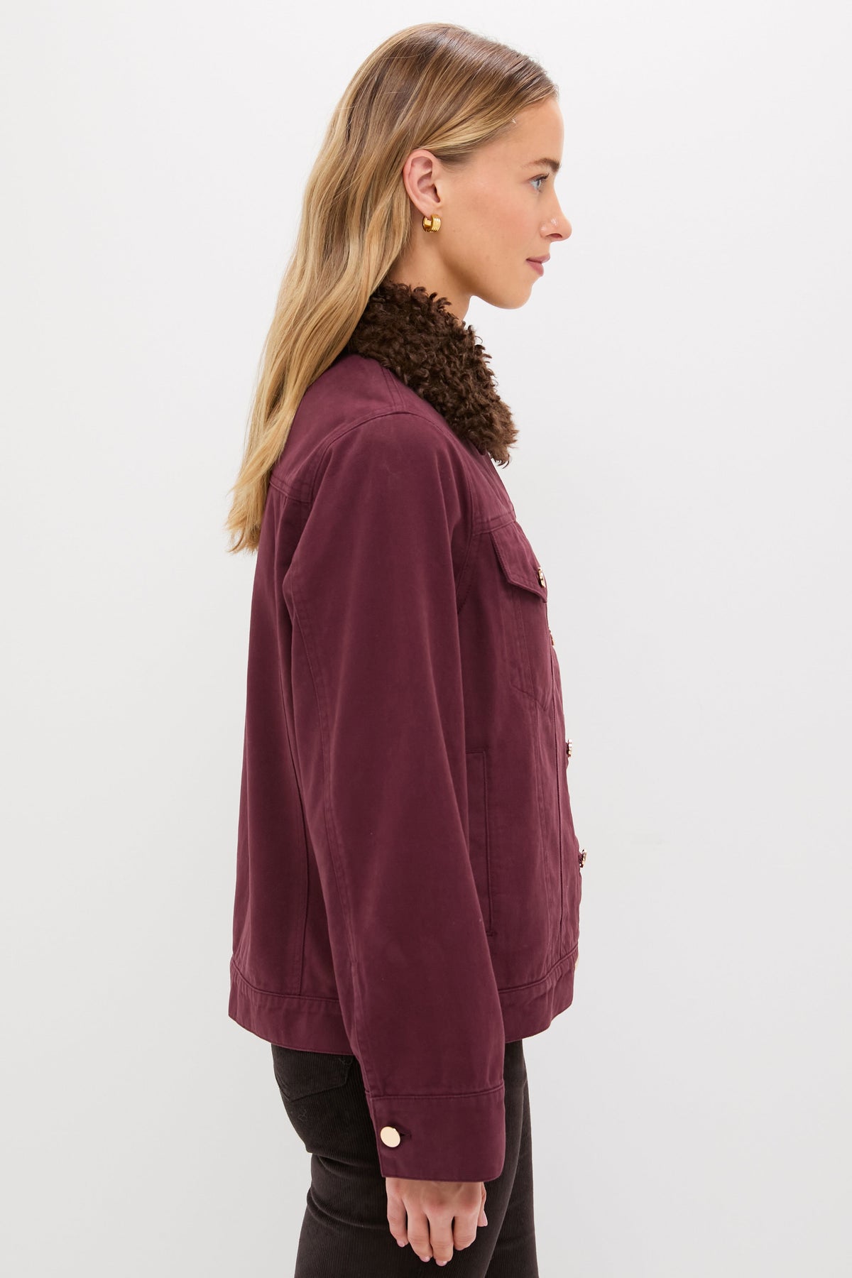 Maroon Denim Removable Collar Rocco Jacket