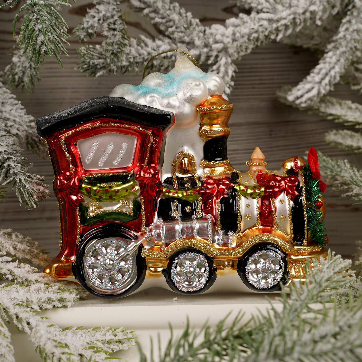 Full Color Glass Train Christmas Ornament