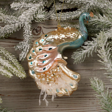 5.3Inch Glass Peacock Ornament