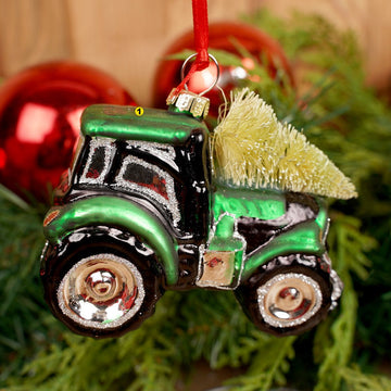 2.5Inch Glass Green Tractor Ornament