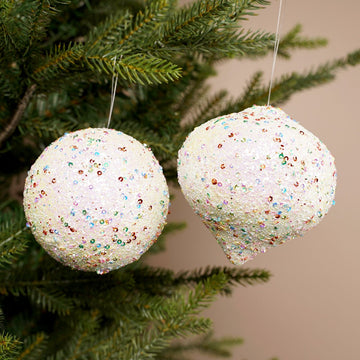 White Multi Glitter Ball Onion Ornament