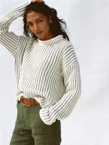 Heirloom Cotton Rollneck Sweater - Cream