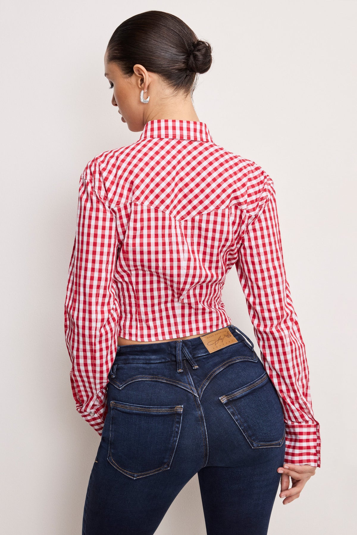 DOLLY COUNTRY CORSET SHIRT | CRIMSON AND WHITE GINGHAM