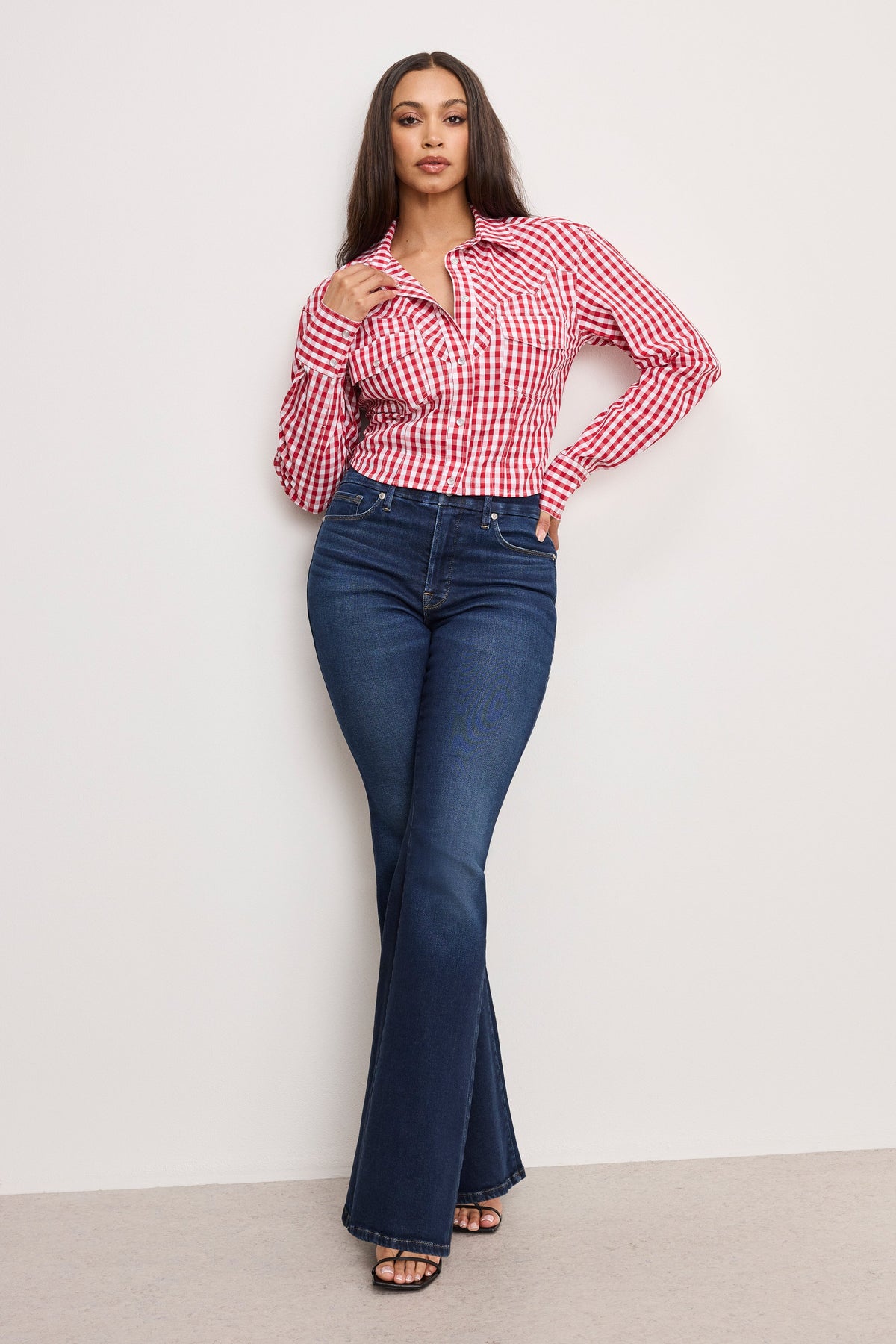 DOLLY COUNTRY CORSET SHIRT | CRIMSON AND WHITE GINGHAM