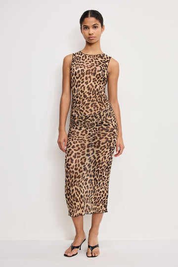 MESH MIDI DRESS | LUCKY LEOPARD001