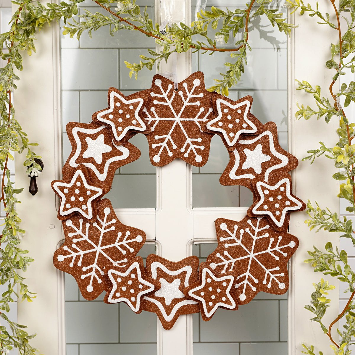 Glitter Gingerbread Hanging Wreath