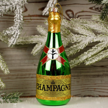 Glass Champagne Bottle Ornament