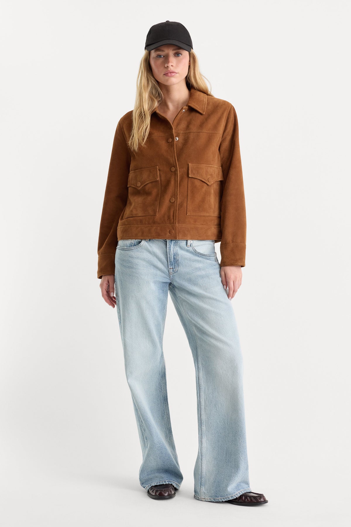 THE SUEDE BOXY JACKET | CAFE CLAY