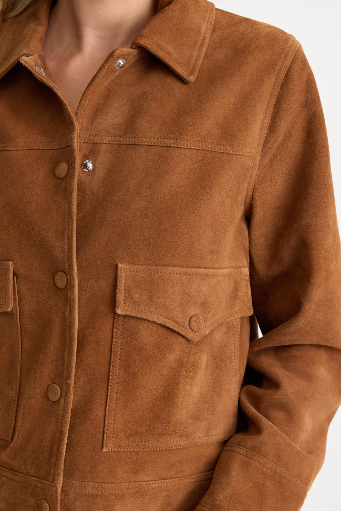 THE SUEDE BOXY JACKET | CAFE CLAY