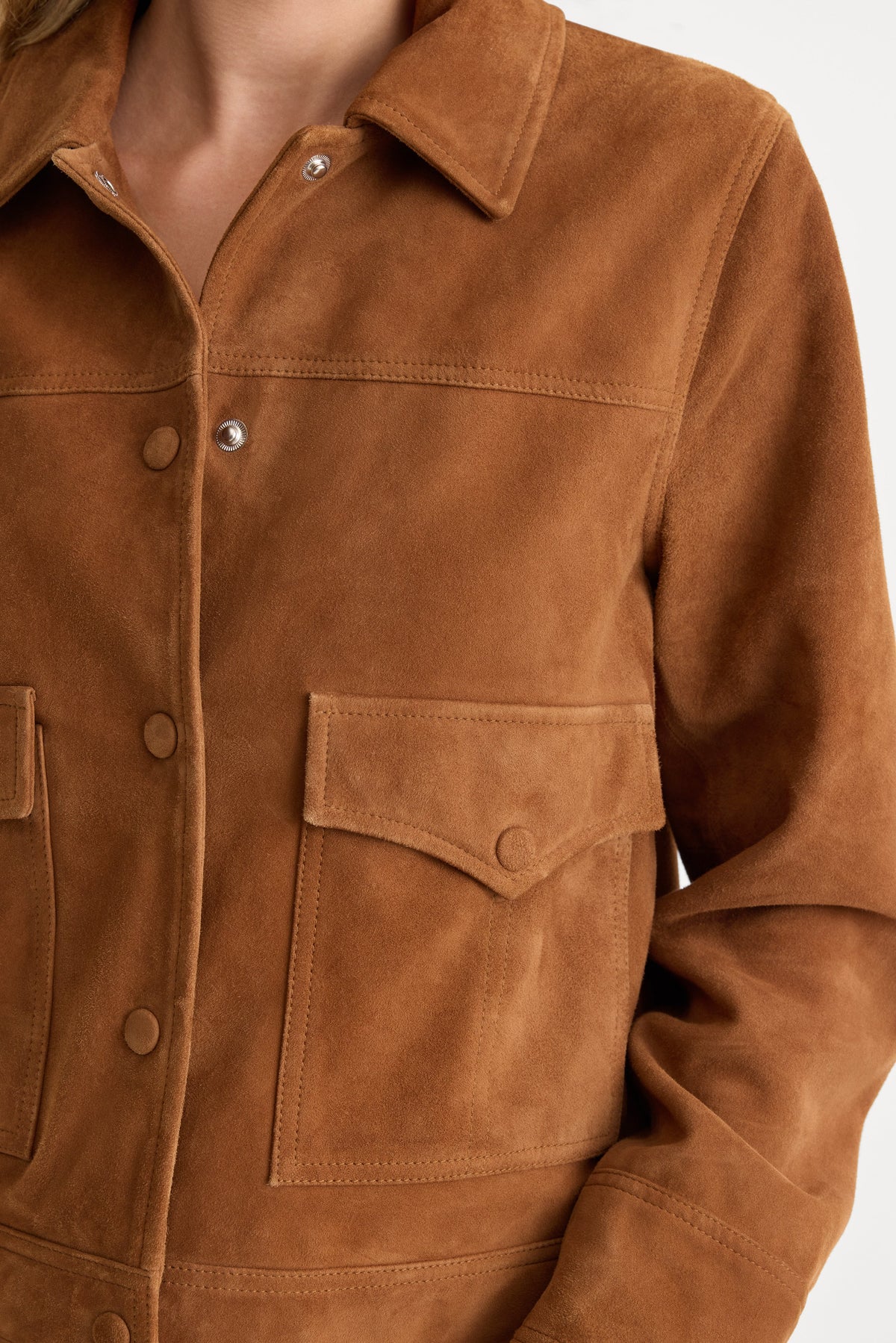 THE SUEDE BOXY JACKET | CAFE CLAY