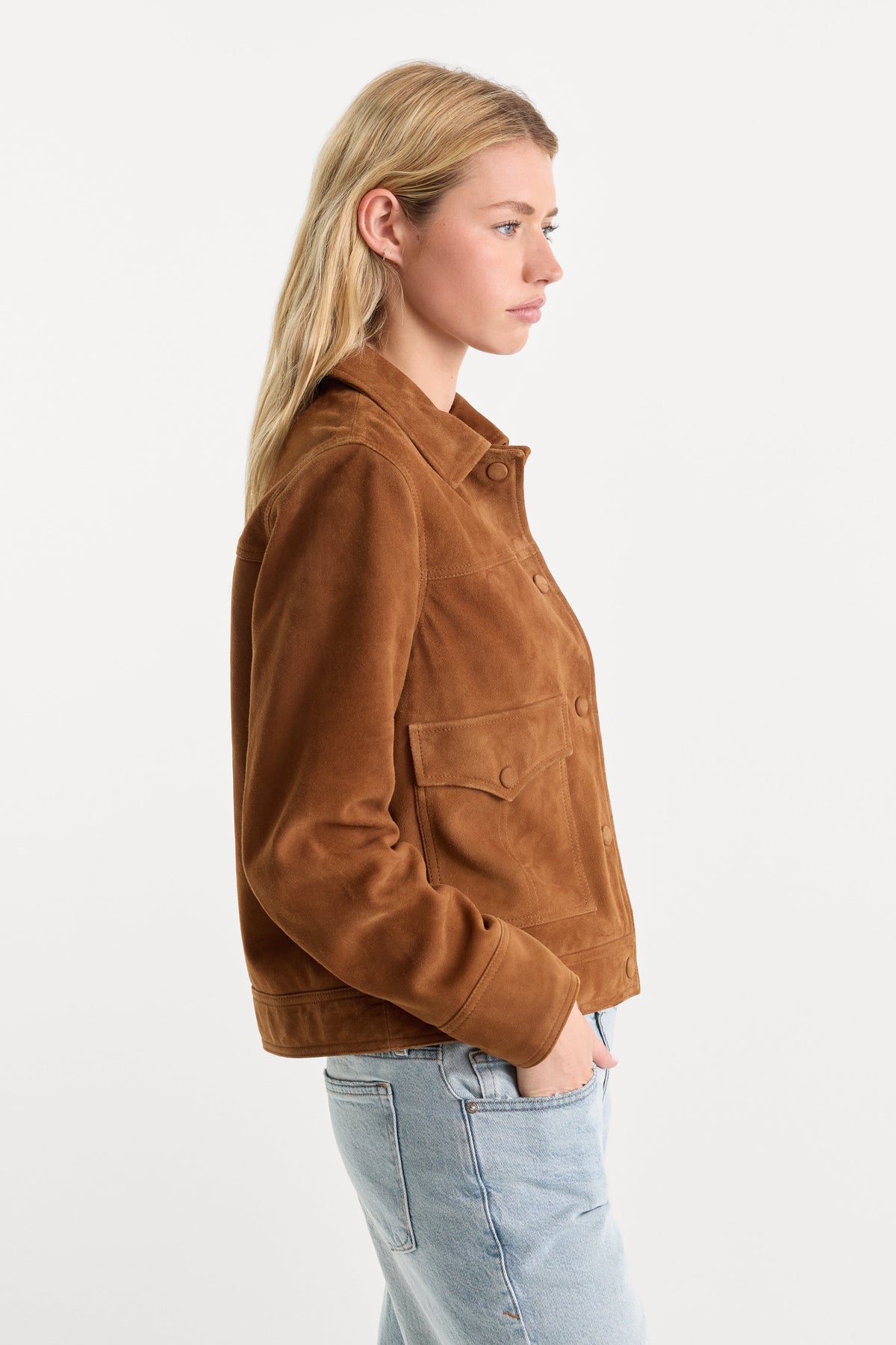 THE SUEDE BOXY JACKET | CAFE CLAY