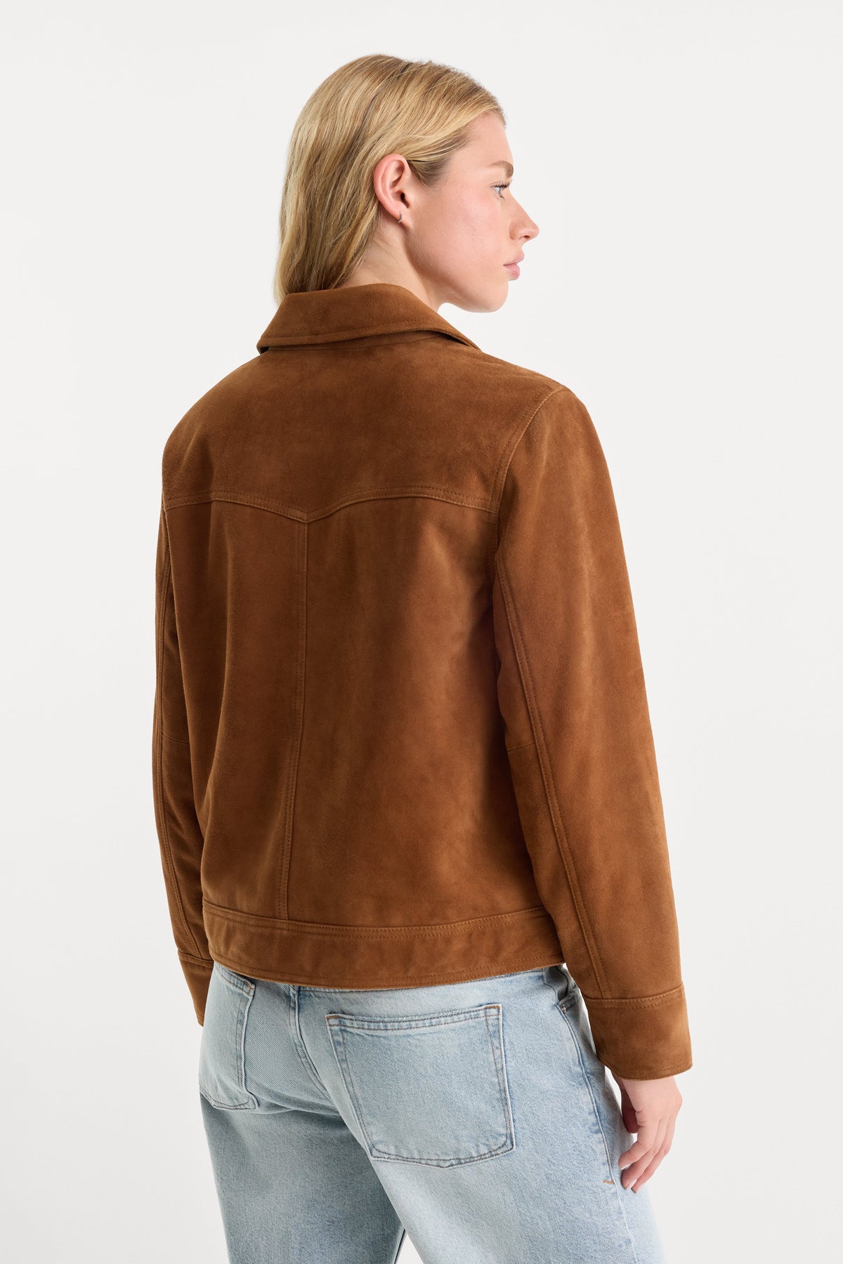 THE SUEDE BOXY JACKET | CAFE CLAY