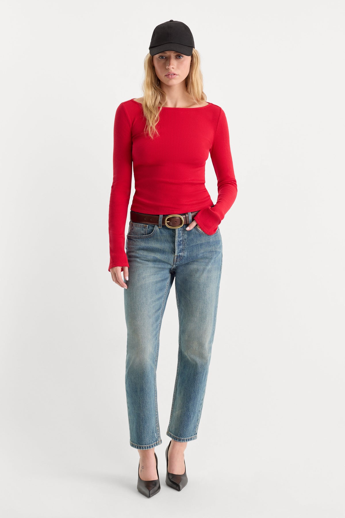 THE VARIEGATED RIB LONG SLEEVE TOP | CRIMSON ROSE