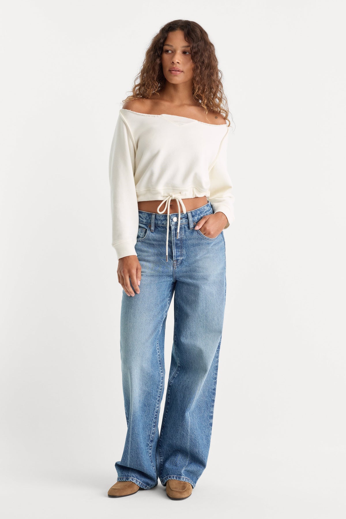 THE FRENCH TERRY TIE SWEATSHIRT | CHALK
