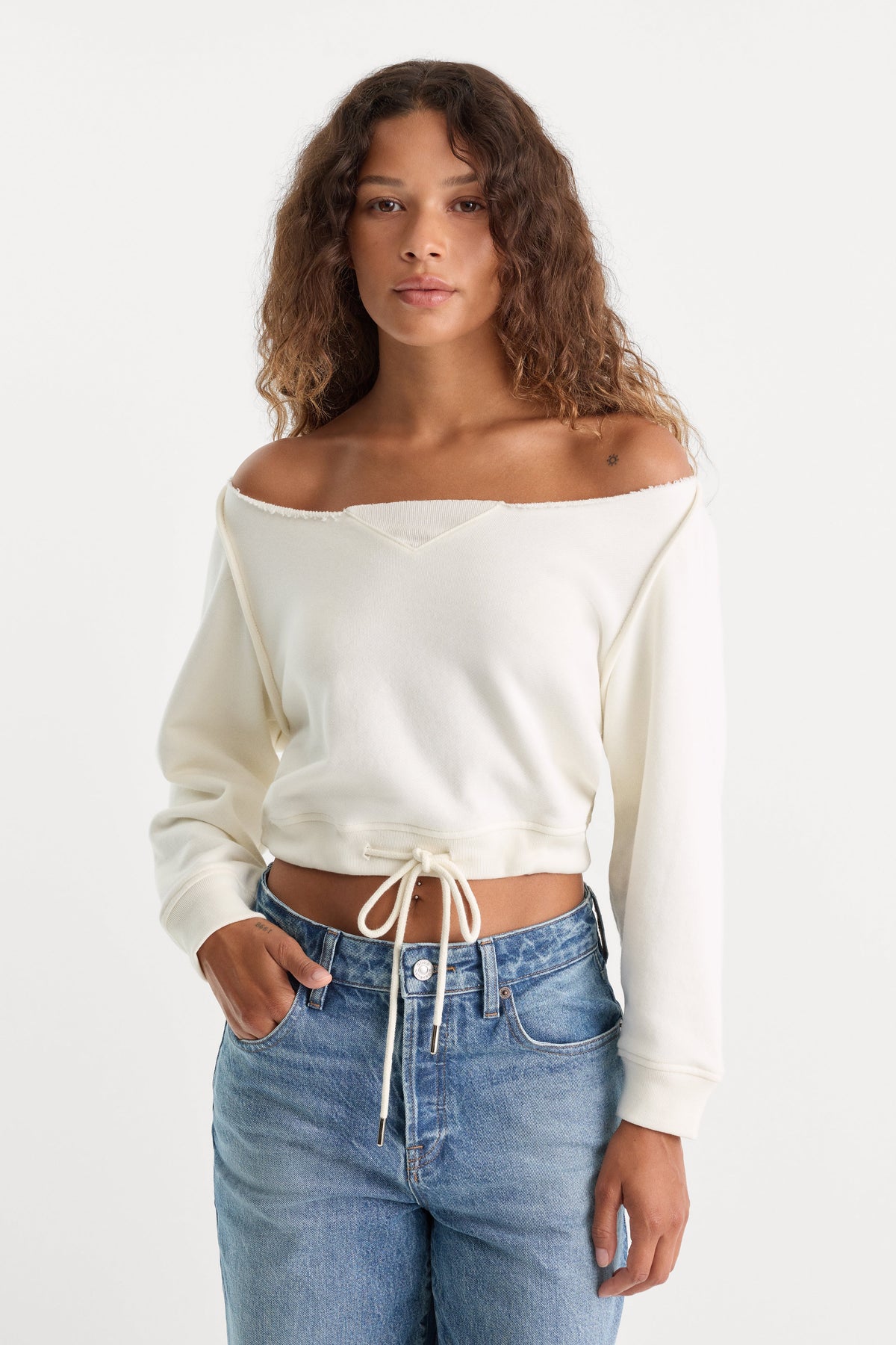 THE FRENCH TERRY TIE SWEATSHIRT | CHALK