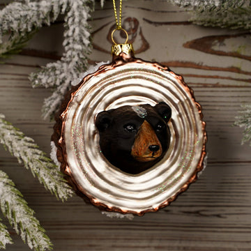 Glass Black Bear Christmas Ornament