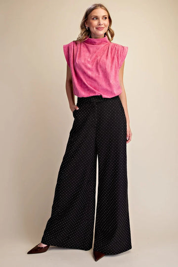 RHINESTONES WIDE LEG FLOWY PANTS
