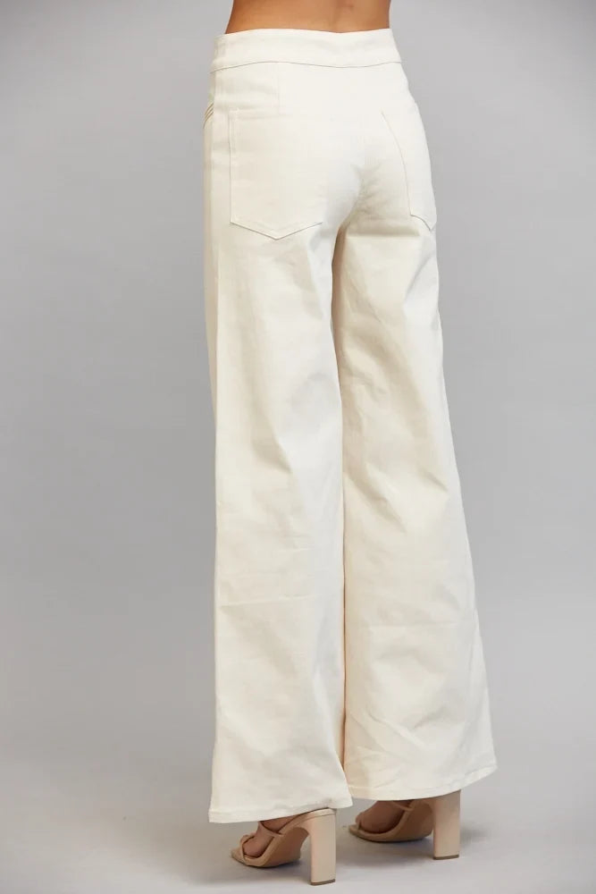 VERTICAL SEAM DETAIL HIGH WAISTED FLARE PANTS