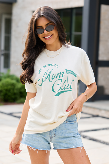 Late For Practice Mom Club Ivory Comfort Colors Graphic Tee