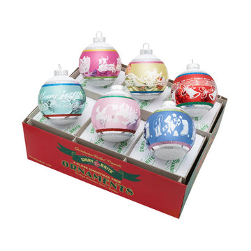 CC Signature Flocked Round Ornaments 6 Count