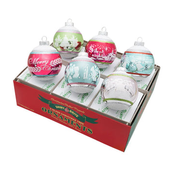 FF Signature Flocked Round Ornaments 6 Count