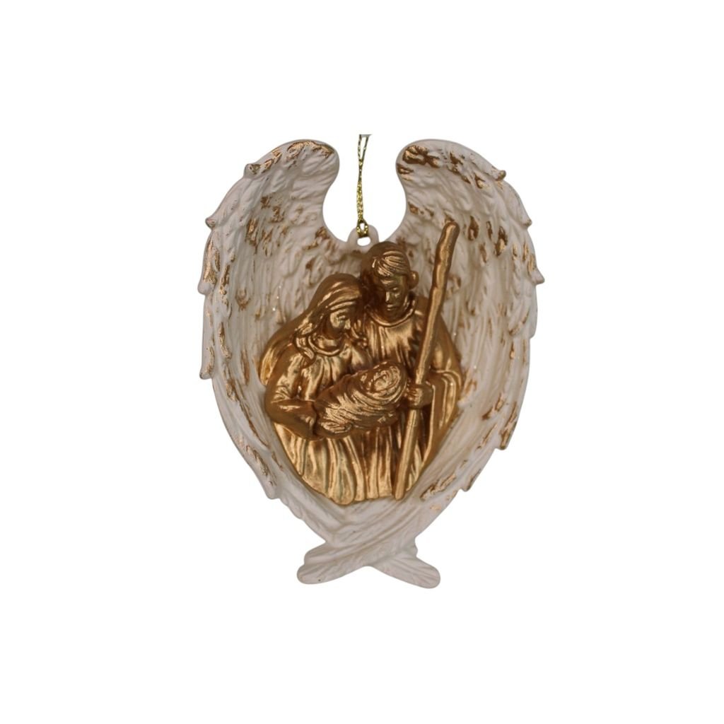 Gold Holy Family In wings Ornament