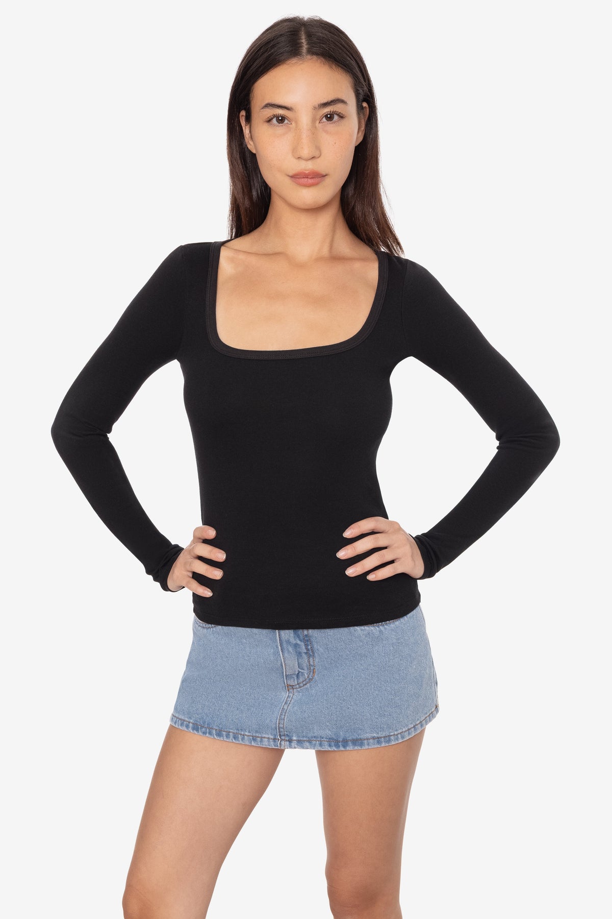 43027 - Baby Rib Long Sleeve Square Neck Tee